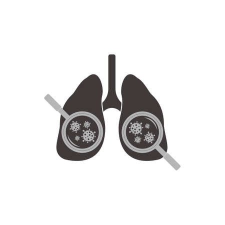 influenza virus detector lungs scan magnifier symbol vectorのイラスト素材