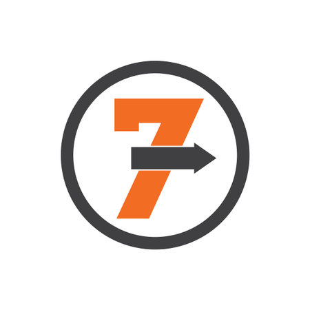 number 7 simple geometric arrow logo vector