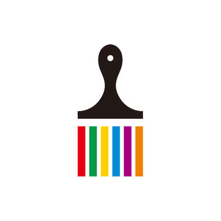 colorful paint brush symbol simple geometric line design logo vectorのイラスト素材