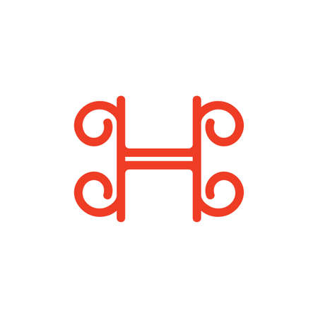letter h line curl simple logo vectorのイラスト素材