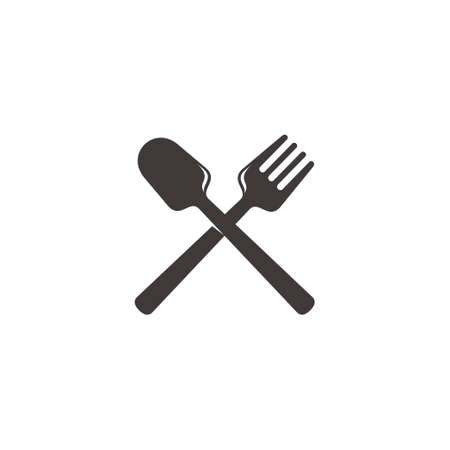 simple cross spoon fork overlapping design logo vectorのイラスト素材