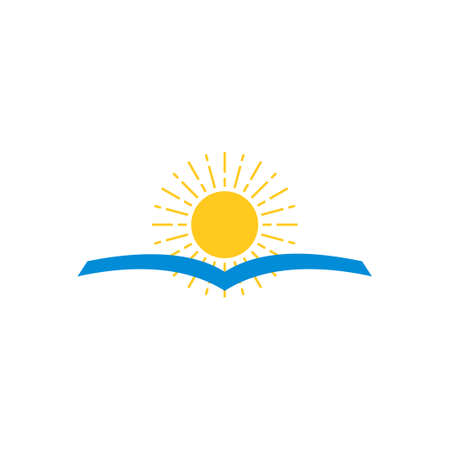 sea and sun book shape symbol logo vectorのイラスト素材