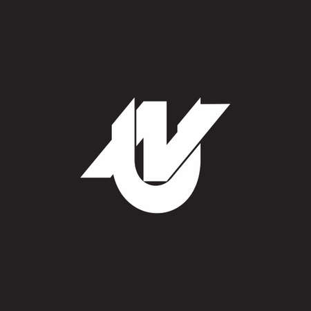 letter nu simple linked flat 3d overlapping logo vectorのイラスト素材