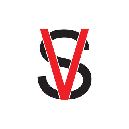 letters vs simple line logo vectorのイラスト素材