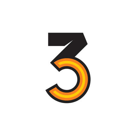 number 3c abstract gradient logo vectorのイラスト素材