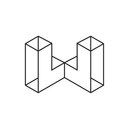 letter w 3d line art geometric logo vectorのイラスト素材