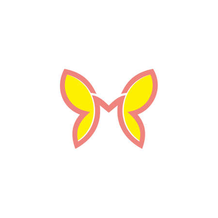 letter m butterfly symbol colorful geometric line logo vectorのイラスト素材