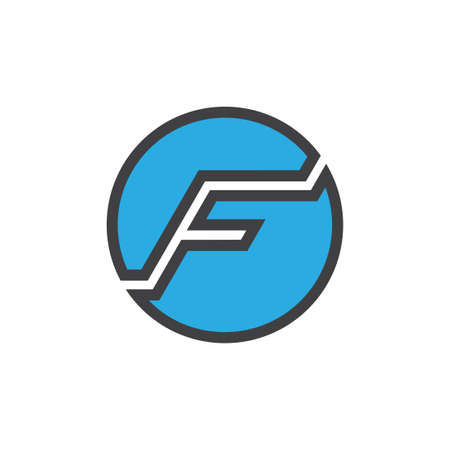 letter f circle geometric arrow logo vectorのイラスト素材