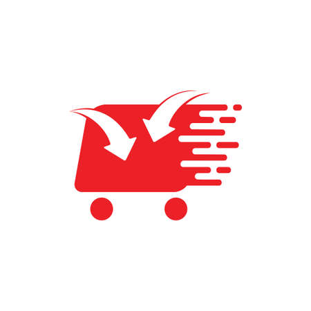 fast shopping cart arrow in online shop symbol vectorのイラスト素材
