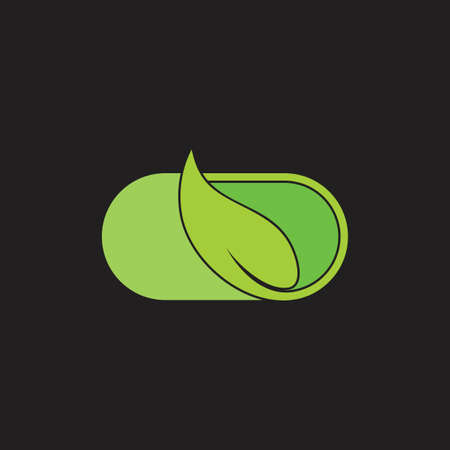 capsule leaf shape monogram natural medicine symbol logo vectorのイラスト素材