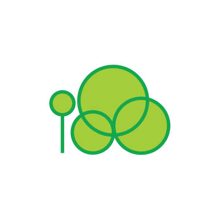 simple line circle geometric green garden symbol vectorのイラスト素材