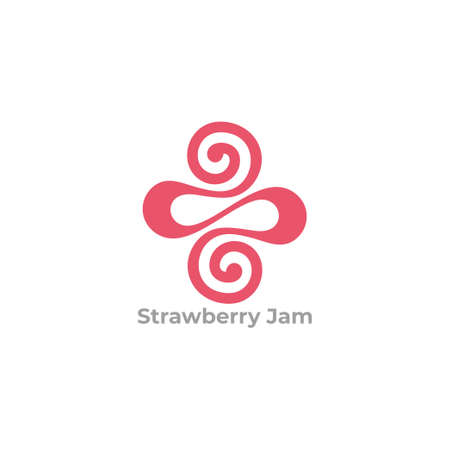 abstract letter s spiral shape strawberry jam symbol vectorのイラスト素材