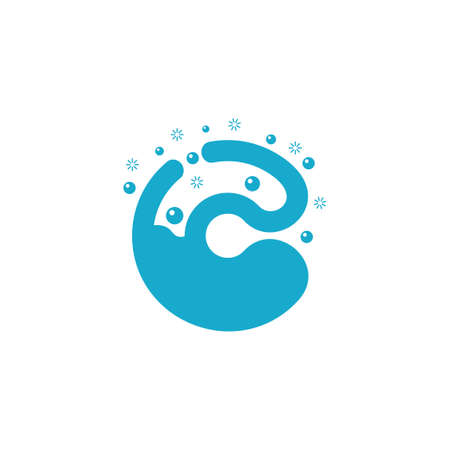 letter c clean wash water bubbles symbol logo vectorのイラスト素材