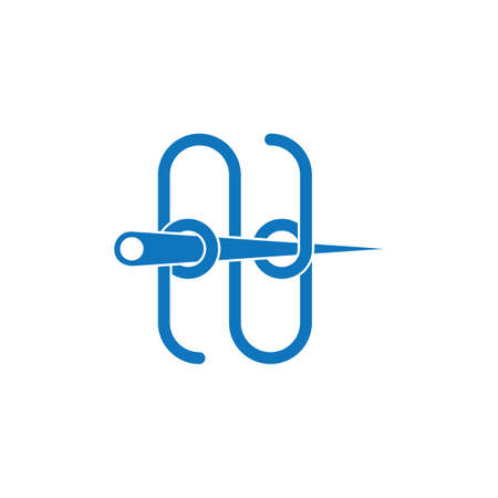 letter n linked thread needle symbol logo vectorのイラスト素材