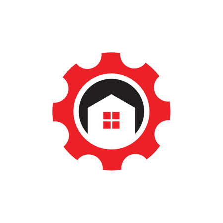 home cog machine adjustable wrench logo vectorのイラスト素材