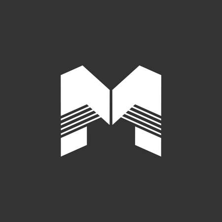 letter m stripes geometric logo vectorのイラスト素材