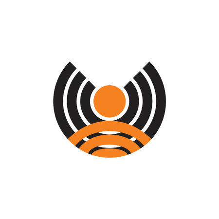 abstract letter u stripes circle signal design logo vectorのイラスト素材