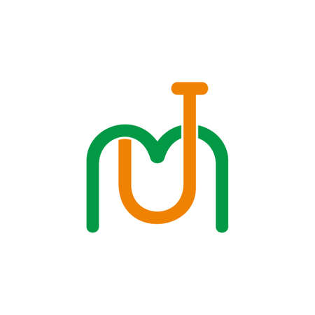 letter mj simple overlapping line symbol logo vectorのイラスト素材