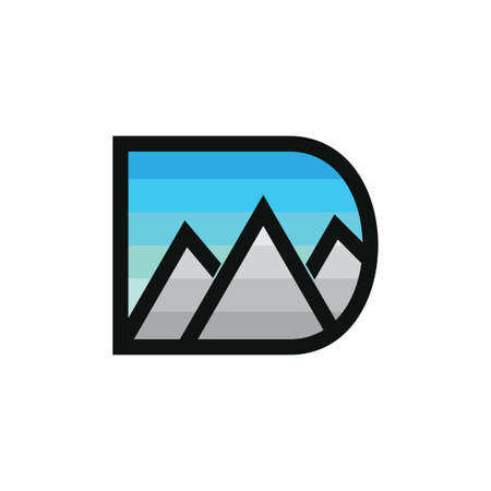 letter d gradient mountain logo vectorのイラスト素材