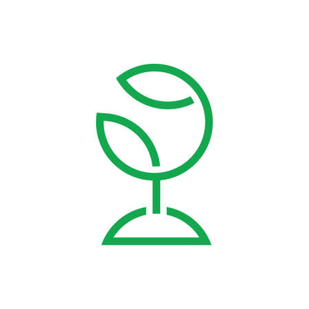 circle leaf geometric line globe design logo vectorのイラスト素材