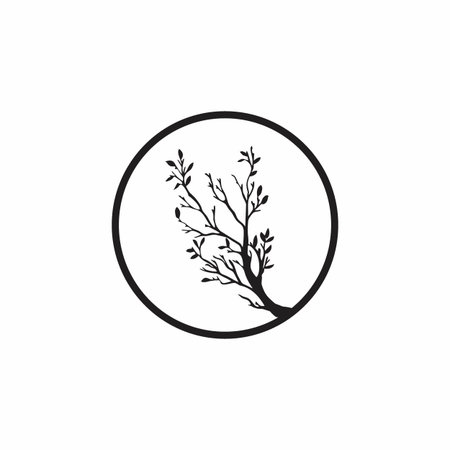 asian plant circle decoration logo vectorのイラスト素材