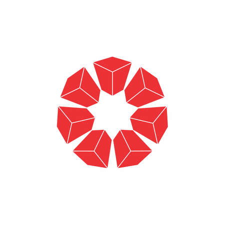 box swirl circle 3d logo vectorのイラスト素材