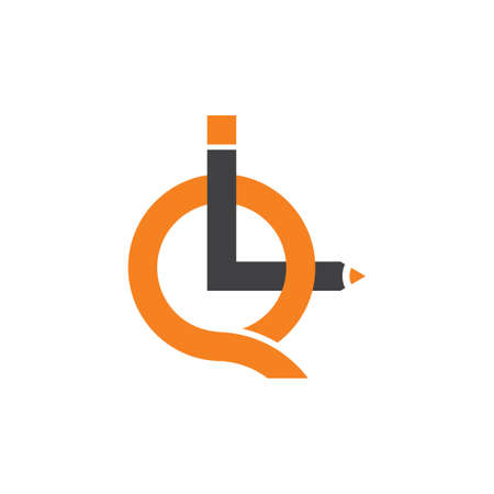 letters iq linked pencil design logo vectorのイラスト素材