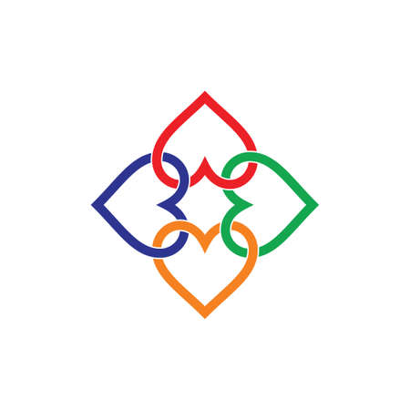 colorful linked love shape geometric linear logo vectorのイラスト素材