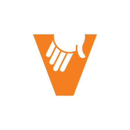 letter v helping hand care gesture logo vectorのイラスト素材