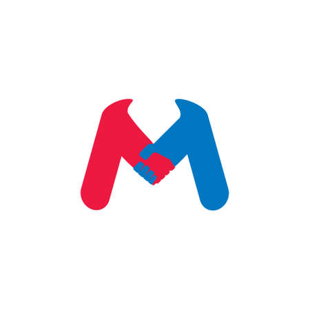 letter m handshake colorful symbol icon vectorのイラスト素材