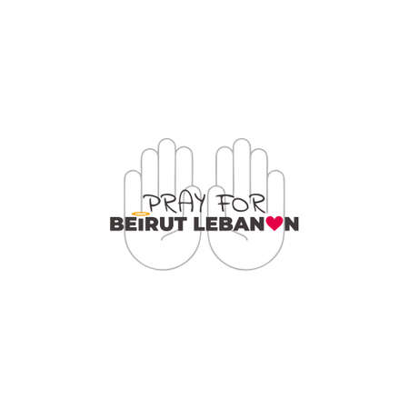 hand pray for beirut lebanon text symbol vectorのイラスト素材