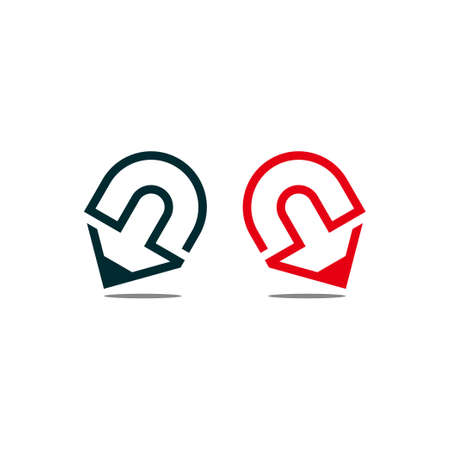 pencil shape shadow geometric line logo vectorのイラスト素材