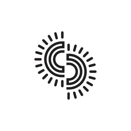 letter cc sun geometric line logo vectorのイラスト素材