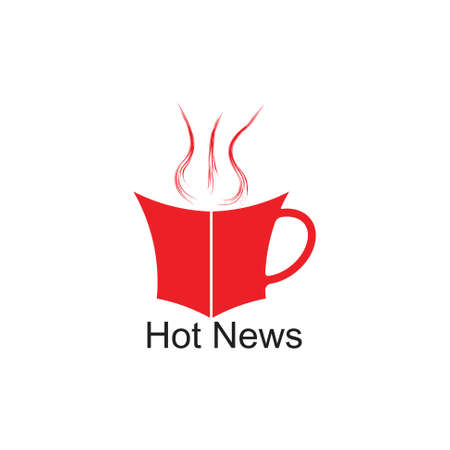 hot news paper coffee cup logo vectorのイラスト素材