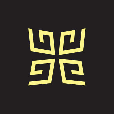 square geometric line abstract flower shape logoのイラスト素材