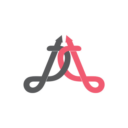 letter dd arrow linked curves lines art logo vector
