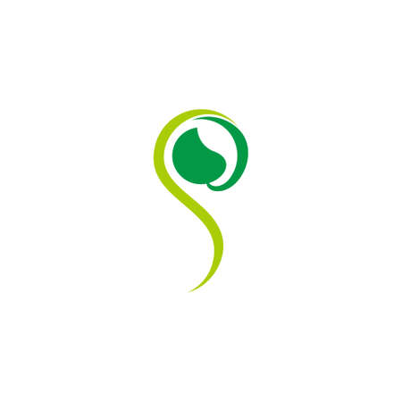 letter p swirl leaf nature symbol logo vectorのイラスト素材