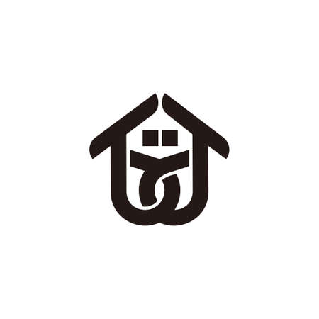 abstract letter bd home symbol linked overlap logo vectorのイラスト素材
