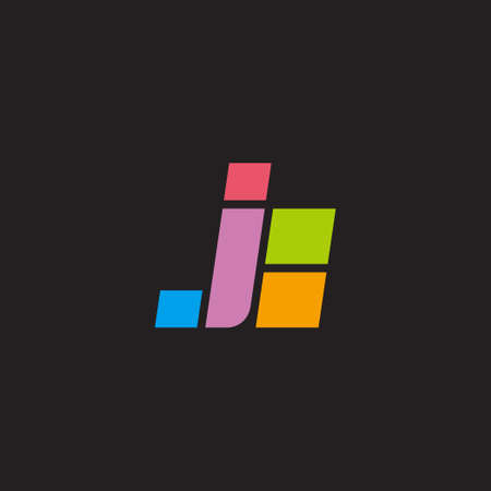 letter jb simple geometric colorful line logo vectorのイラスト素材