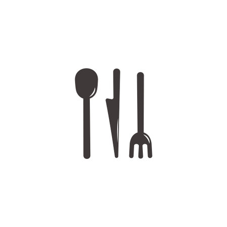 spoon fork knife food tools silhouette symbol vectorのイラスト素材