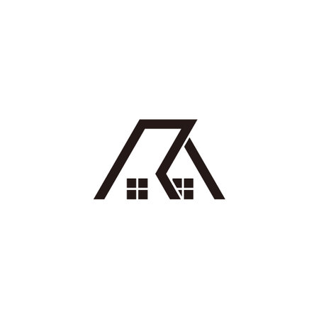 letter r home roof residence symbol geometric logo vectorのイラスト素材