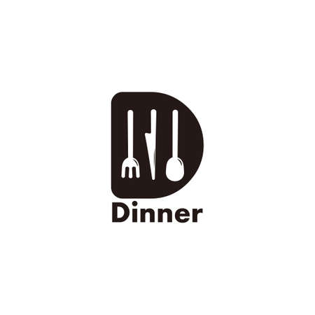 letter d food eat tools negative space logo vectorのイラスト素材