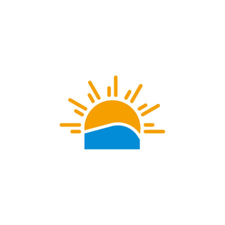 sunset ocean simple abstract geometric design logo vectorのイラスト素材