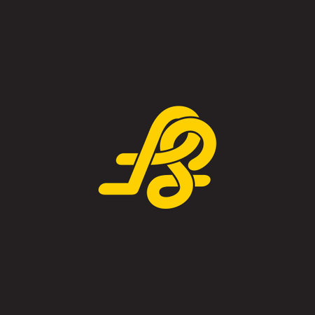 letter ps curves overlap 3d flat logo vectorのイラスト素材