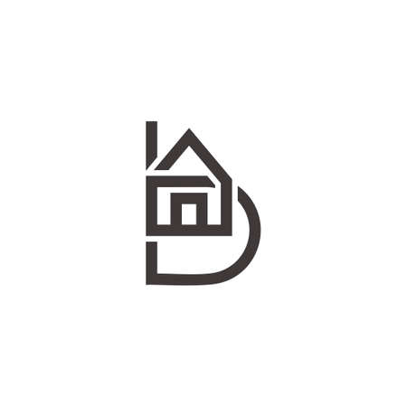 letter b home shape simple geometric line logo vectorのイラスト素材