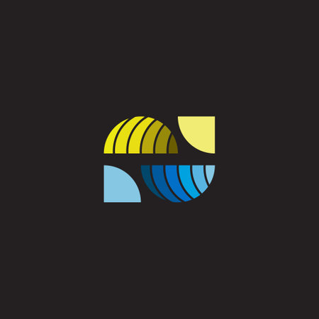 stripes geometric gradient land and sea symbol vectorのイラスト素材