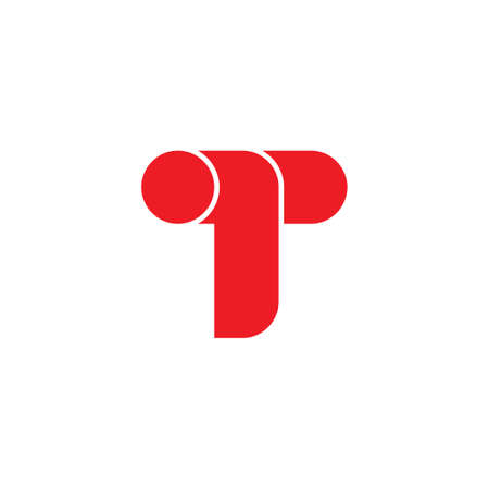 letter t red dot geometric simple logo vectorのイラスト素材