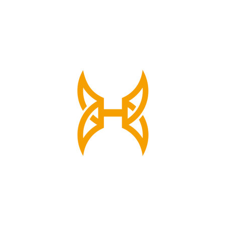 letter h simple geometric line butterfly wings logo vectorのイラスト素材