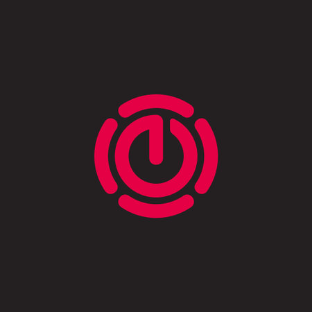 neon power button flat design geometric logo vector