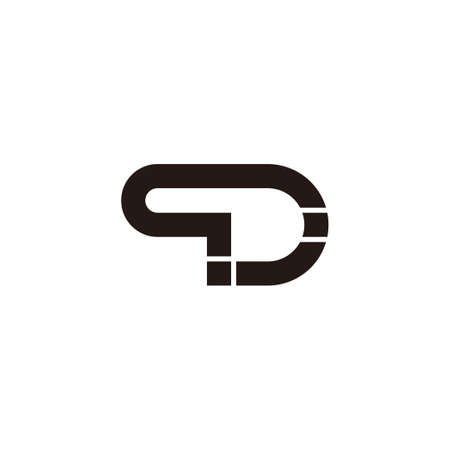 simple letter qd linked geometric line logo vectorのイラスト素材
